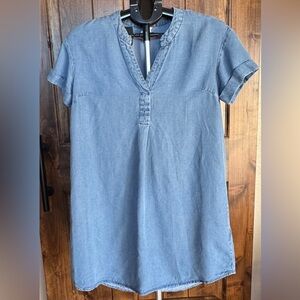 H&M Blue Chambray Tunic Kaftan Easy Shirt Dress Lyocel size Us 2